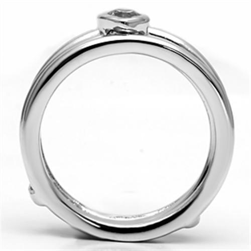 3W027 - Rhodium Brass Ring with AAA Grade CZ  in Clear-2