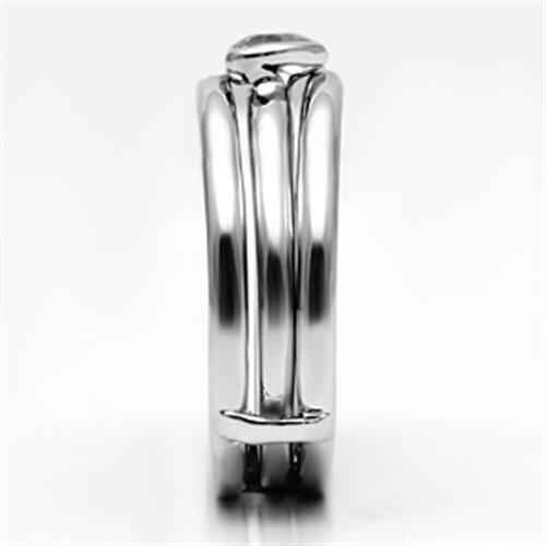 3W027 - Rhodium Brass Ring with AAA Grade CZ  in Clear-3