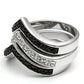 3W028 - Rhodium+Hematite Brass Ring with AAA Grade CZ  in Jet-3