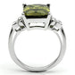 3W029 - Rhodium Brass Ring with AAA Grade CZ  in Olivine color-2