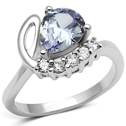 3W030 - Rhodium Brass Ring with AAA Grade CZ  in Light Amethyst-0