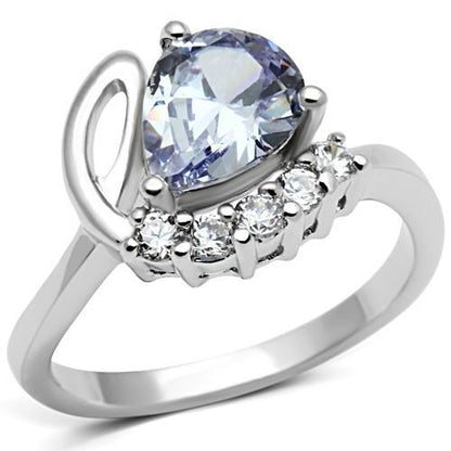 3W030 - Rhodium Brass Ring with AAA Grade CZ  in Light Amethyst-0