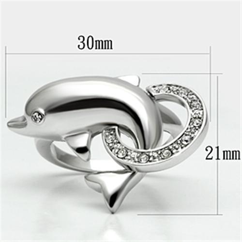 3W032 - Rhodium Brass Ring with Top Grade Crystal  in Clear-1