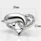 3W032 - Rhodium Brass Ring with Top Grade Crystal  in Clear-1