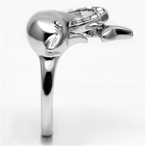 3W032 - Rhodium Brass Ring with Top Grade Crystal  in Clear-3