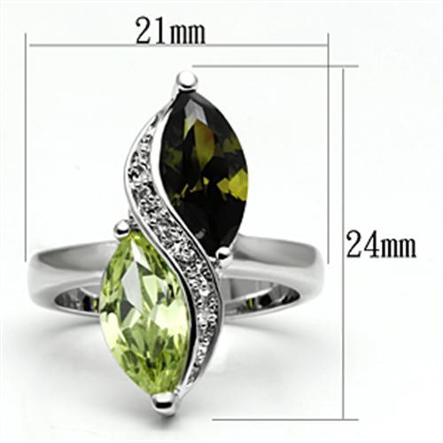 3W033 - Rhodium Brass Ring with AAA Grade CZ  in Multi Color-1