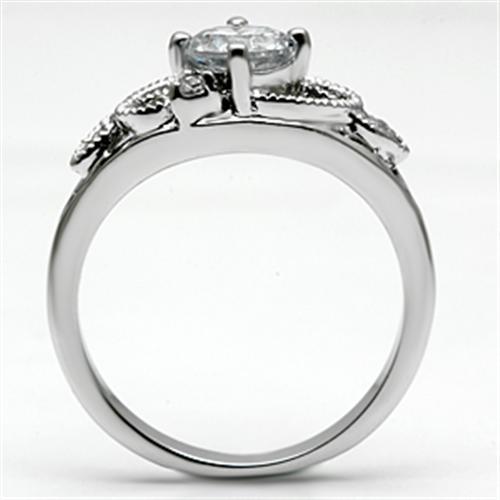 3W034 - Rhodium Brass Ring with AAA Grade CZ  in Clear-2