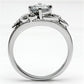 3W034 - Rhodium Brass Ring with AAA Grade CZ  in Clear-2