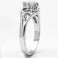 3W034 - Rhodium Brass Ring with AAA Grade CZ  in Clear-3