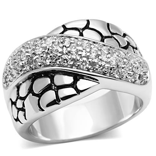 3W037 - Rhodium Brass Ring with AAA Grade CZ  in Clear-0