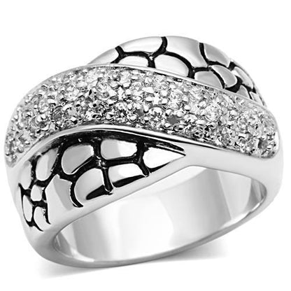 3W037 - Rhodium Brass Ring with AAA Grade CZ  in Clear-0
