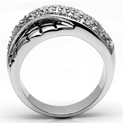 3W037 - Rhodium Brass Ring with AAA Grade CZ  in Clear-2