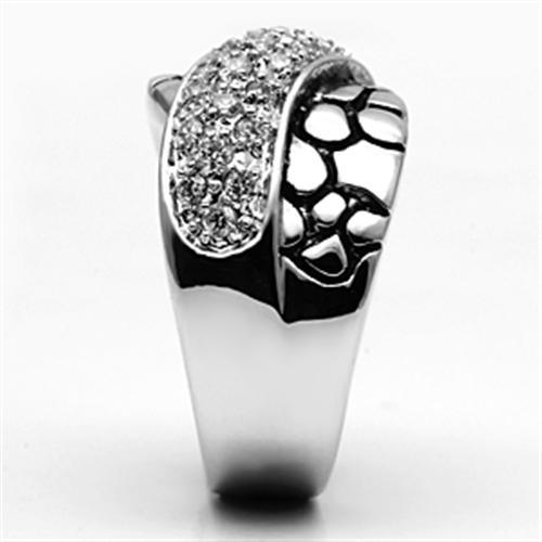 3W037 - Rhodium Brass Ring with AAA Grade CZ  in Clear-3