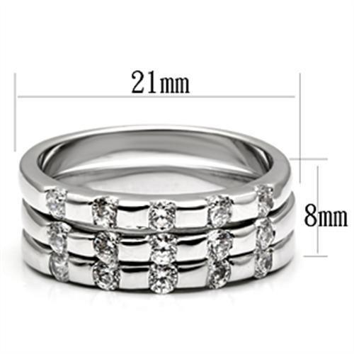 3W038 - Rhodium Brass Ring with AAA Grade CZ  in Clear-1
