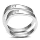 3W039 - Rhodium Brass Ring with AAA Grade CZ  in Clear-2