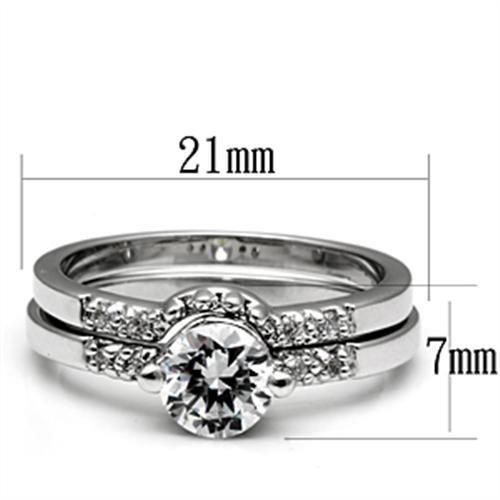 3W044 - Rhodium Brass Ring with AAA Grade CZ  in Clear-1