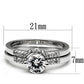 3W044 - Rhodium Brass Ring with AAA Grade CZ  in Clear-1