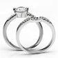 3W044 - Rhodium Brass Ring with AAA Grade CZ  in Clear-2