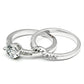 3W044 - Rhodium Brass Ring with AAA Grade CZ  in Clear-3