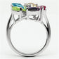 Jessyca Cocktail Ring - Rhodium Brass, AAA CZ , Multi Color - 3W045-2