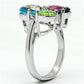 Jessyca Cocktail Ring - Rhodium Brass, AAA CZ , Multi Color - 3W045-3