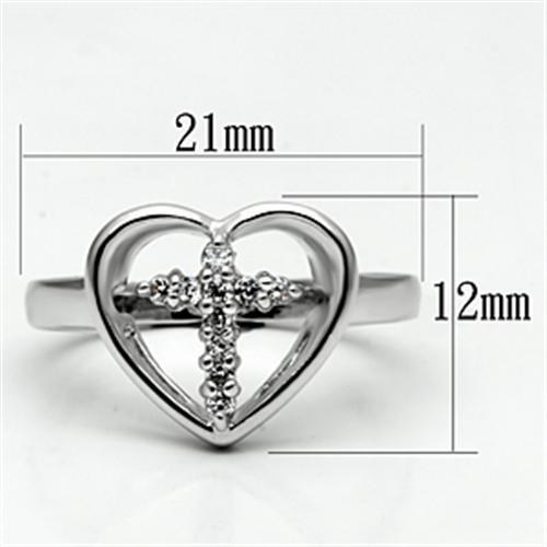 3W046 - Rhodium Brass Ring with AAA Grade CZ  in Clear-1