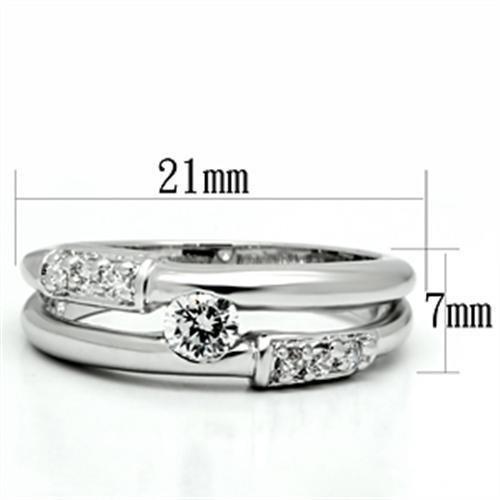 3W049 - Rhodium Brass Ring with AAA Grade CZ  in Clear-1