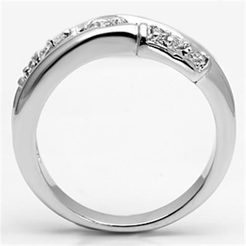 3W049 - Rhodium Brass Ring with AAA Grade CZ  in Clear-2