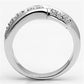 3W049 - Rhodium Brass Ring with AAA Grade CZ  in Clear-2