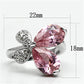 3W051 - Rhodium Brass Ring with AAA Grade CZ  in Rose-1