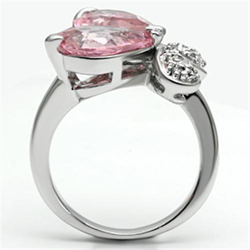 3W051 - Rhodium Brass Ring with AAA Grade CZ  in Rose-2