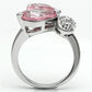 3W051 - Rhodium Brass Ring with AAA Grade CZ  in Rose-2