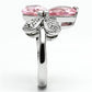 3W051 - Rhodium Brass Ring with AAA Grade CZ  in Rose-3