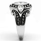 3W056 - Rhodium Brass Ring with AAA Grade CZ  in Clear-3