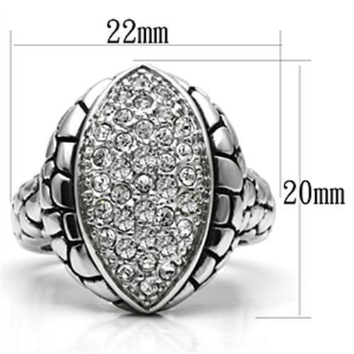 3W058 - Rhodium Brass Ring with Top Grade Crystal  in Clear-1