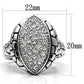 3W058 - Rhodium Brass Ring with Top Grade Crystal  in Clear-1