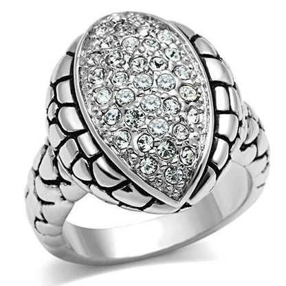 3W058 - Rhodium Brass Ring with Top Grade Crystal  in Clear-0