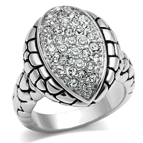 3W058 - Rhodium Brass Ring with Top Grade Crystal  in Clear-0