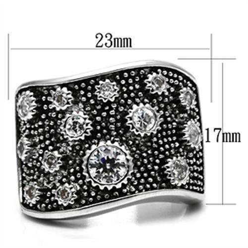 3W059 - Rhodium Brass Ring with AAA Grade CZ  in Clear-1
