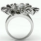 3W060 - Rhodium Brass Ring with AAA Grade CZ  in Clear-2