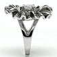 3W060 - Rhodium Brass Ring with AAA Grade CZ  in Clear-3