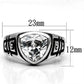 3W062 - Rhodium Brass Ring with AAA Grade CZ  in Clear-1