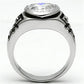 3W062 - Rhodium Brass Ring with AAA Grade CZ  in Clear-2