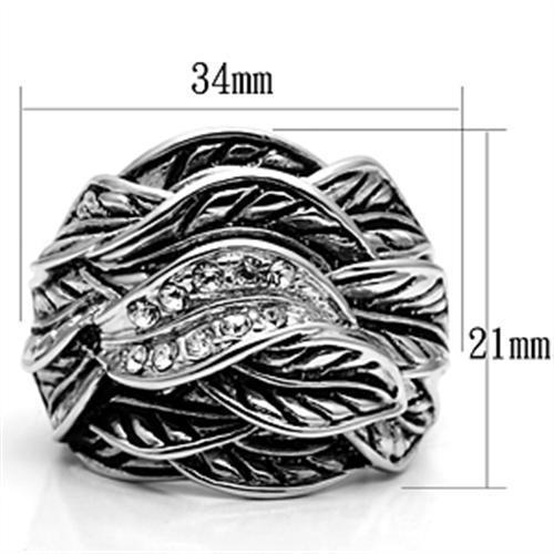 3W063 - Rhodium Brass Ring with Top Grade Crystal  in Clear-1