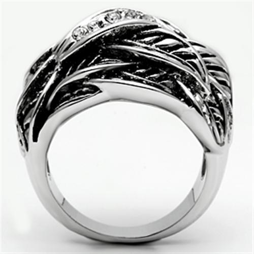 3W063 - Rhodium Brass Ring with Top Grade Crystal  in Clear-2