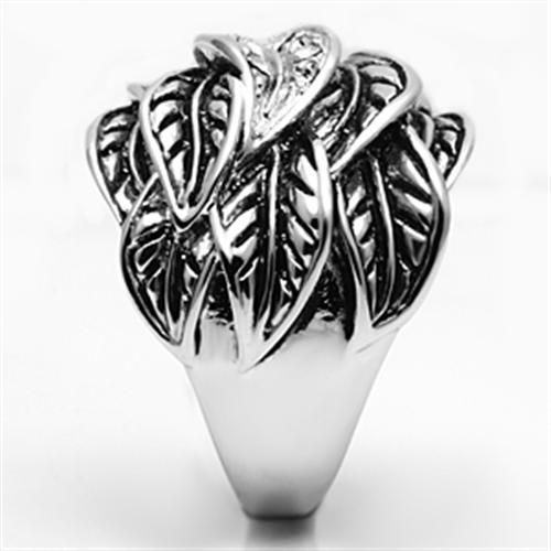 3W063 - Rhodium Brass Ring with Top Grade Crystal  in Clear-3