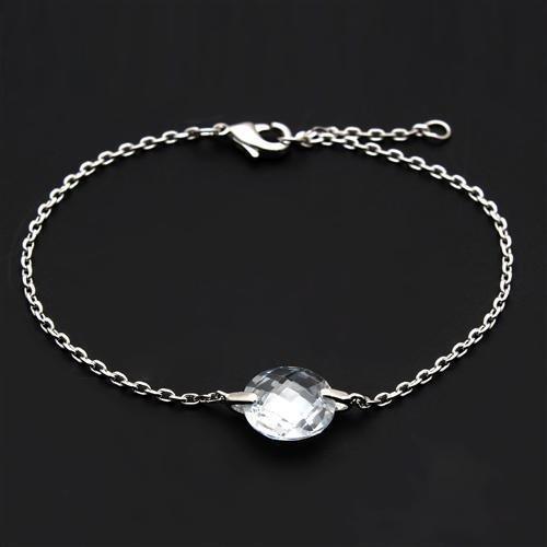 3W066 - Rhodium Brass Bracelet with AAA Grade CZ  in Clear-2