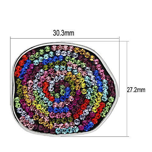 3W071 - Rhodium Brass Pendant with Top Grade Crystal  in Multi Color-2