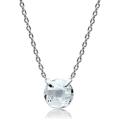 3W074 - Rhodium Brass Necklace with AAA Grade CZ  in Clear-0
