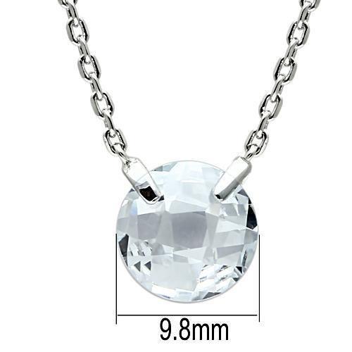 3W074 - Rhodium Brass Necklace with AAA Grade CZ  in Clear-1